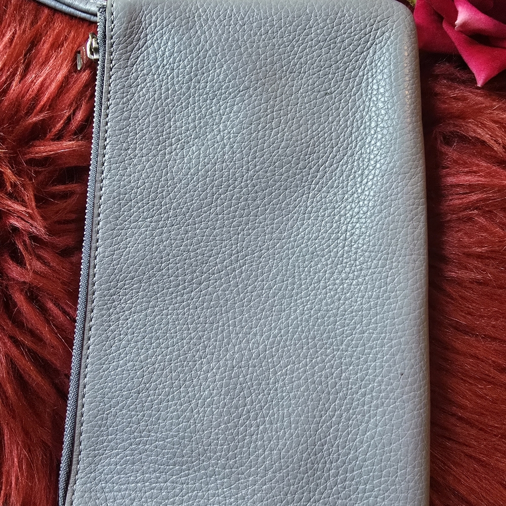 Coach Light Blue Gray Leather Wristlet - Picture 4 of 6